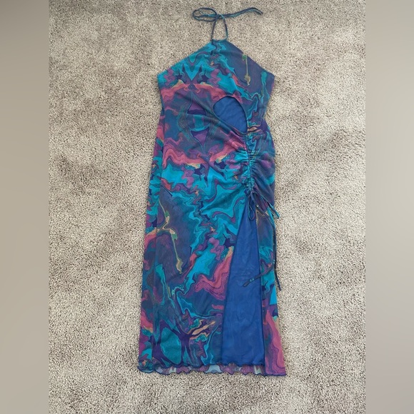 Forever 21 Abstract Mesh Halter Midi Dress - Picture 3 of 6